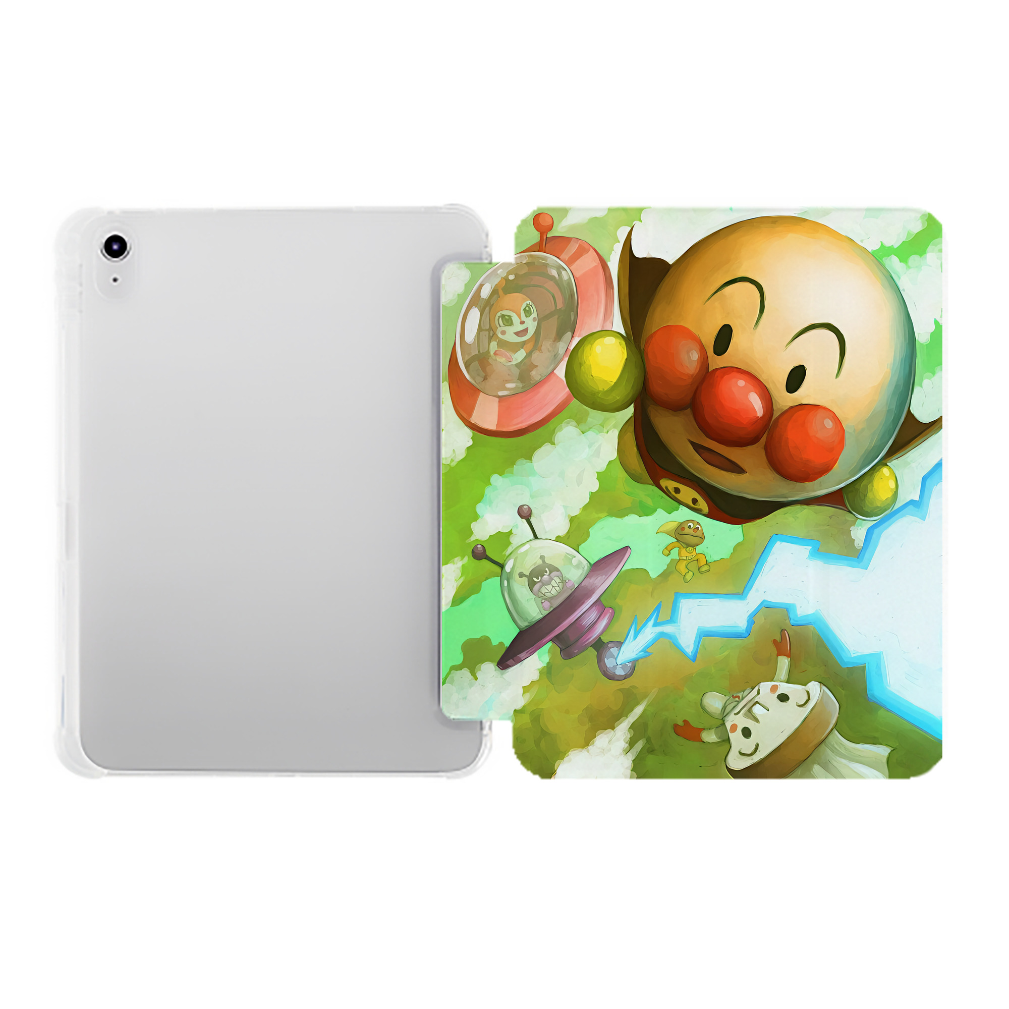 （画像用） アンパンマン Anpanman IPad ケース ペン収納付き 三つ折りスタンド PUレザー×シリコン 対応機種9.5/10.5/10.9インチ